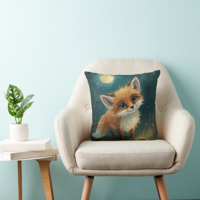 Moonlit Fox, Night Forest Cushion (Chair)