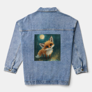 Moonlit Fox, Night Forest T-Shirt Denim Jacket