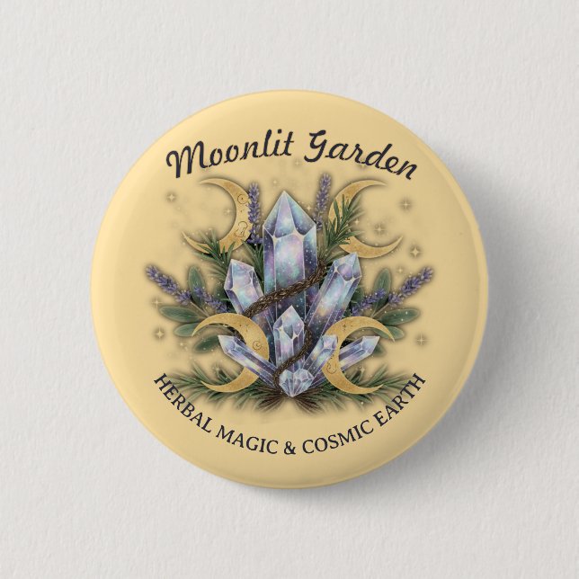 Moonlit Garden Crystal Bouquet • Herbal Magic 6 Cm Round Badge (Front)
