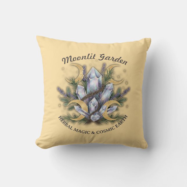 Moonlit Garden Crystal Bouquet • Herbal Magic Cushion (Front)