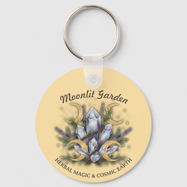 Moonlit Garden Crystal Bouquet • Herbal Magic Key Ring (Front)