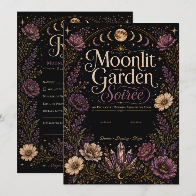 Moonlit Garden Soirée Invitation (Front/Back)