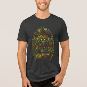Moonlit Gargoyle: Gothic Artwork Tri-Blend Shirt