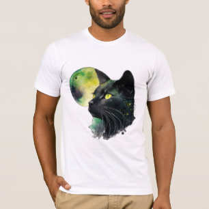 Moonlit Gaze – Mystic Black Cat T-Shirt