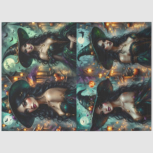 Moonlit Gothic Witch Quartet – Enchanted Halloween Tissue Paper