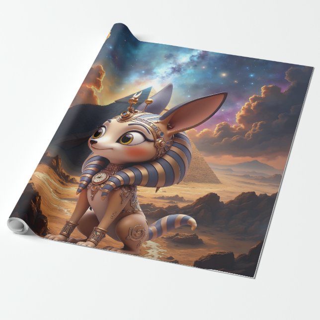 Moonlit Guardian of the Ancient Sands. Wrapping Paper (Unrolled)