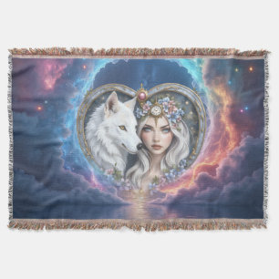 Moonlit Guardian of the Eternal Heart. Throw Blanket