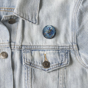 Moonlit Guardian of the Sapphire Veil. 3 Cm Round Badge