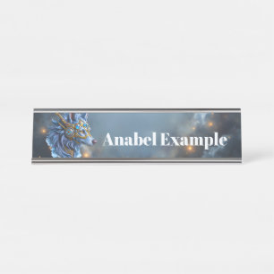 Moonlit Guardian of the Sapphire Veil. Desk Name Plate