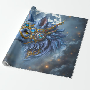 Moonlit Guardian of the Sapphire Veil. Wrapping Paper