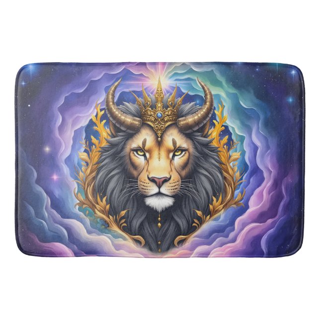 Moonlit Guardians – Cosmic lion. Bath Mat (Front)