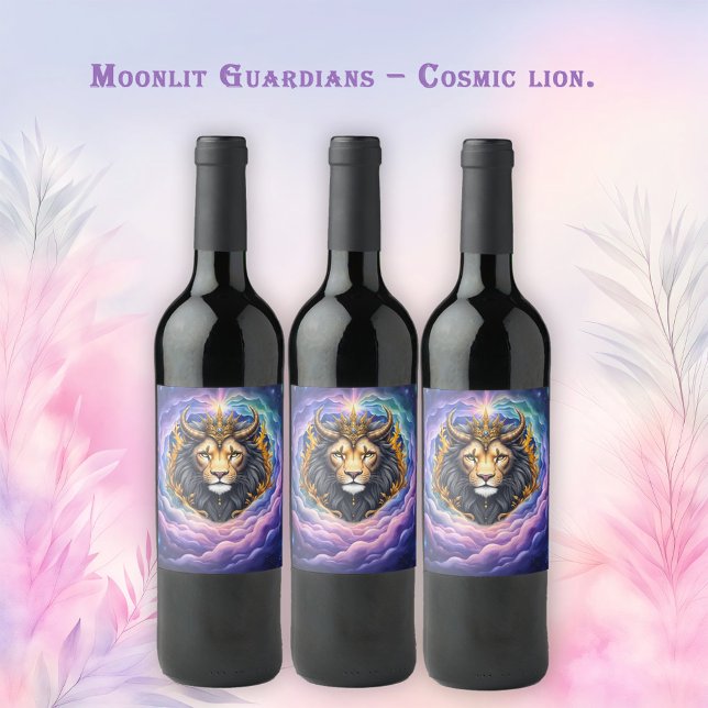 Moonlit Guardians – Cosmic lion. Wine Label (Creator Uploaded)