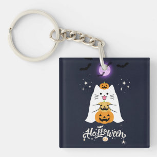 Moonlit Halloween Cat – Spooky & Sweet Night Key Ring