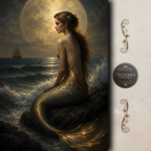 Moonlit Harbour Mermaid Decoupage