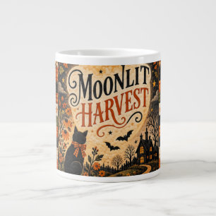 Moonlit Harvest Vintage Halloween Patchwork Large Coffee Mug