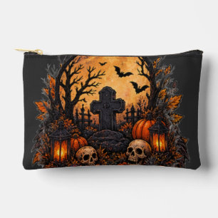 Moonlit Haunted Graveyard Gothic Halloween Cemeter Accessory Pouch
