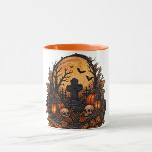 Moonlit Haunted Graveyard Gothic Halloween Cemeter Mug
