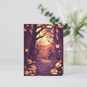 Moonlit Haunted House Pathway Holiday Postcard