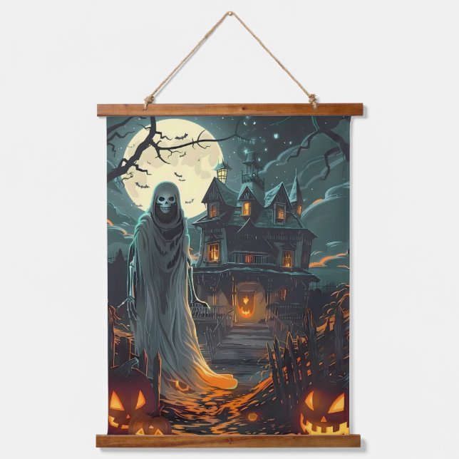 Moonlit Haunting – Ghost of the Haunted Manor Hanging Tapestry (Front)