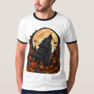 Moonlit Howling Wolf Gothic Halloween Spooky Night T-Shirt