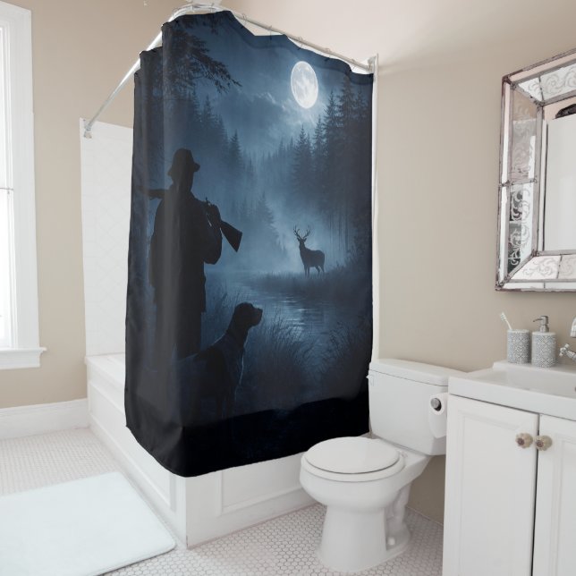 Moonlit hunt in the mist shower curtain (In Situ)