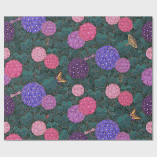 Moonlit Hydrangea Garden Bronze Large Wrapping Paper