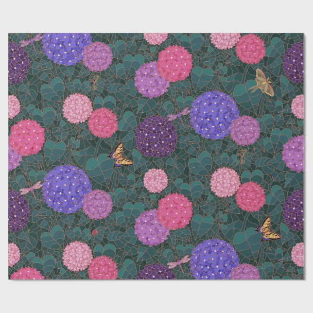 Moonlit Hydrangea Garden Bronze Large Wrapping Paper (Flat)