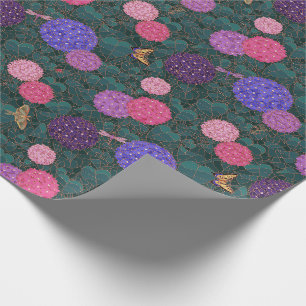 Moonlit Hydrangea Garden Bronze Medium Wrapping Paper