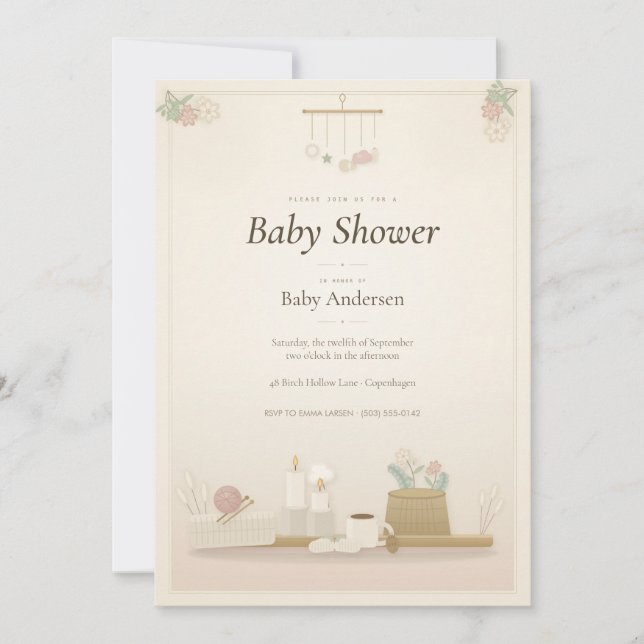 Moonlit Hygge Baby Shower Invitation (Front)