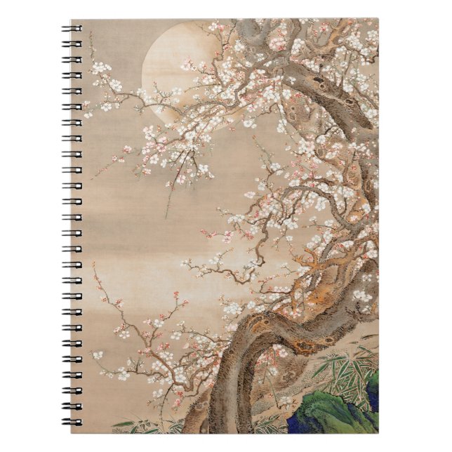Moonlit Japanese Plum Blossom Tree Art Notebook (Front)