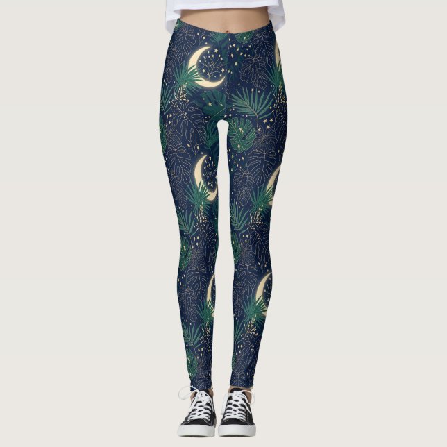 Moonlit Jungle Print Leggings (Front)