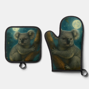 Moonlit Koala Perch Oven Mitt & Pot Holder Set