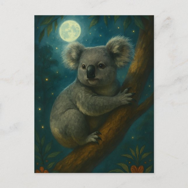 Moonlit Koala Perch Postcard (Front)