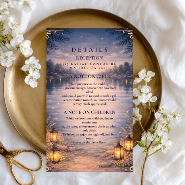 Moonlit Lake Forest Romance Wedding Enclosure Card (Creator Uploaded)
