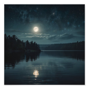 Moonlit Lake Serenity Photo Print