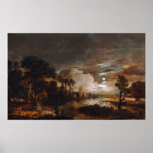 Moonlit Landscape by Aert Van Der Neer (1647) Poster