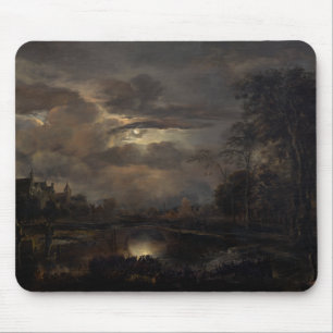 Moonlit Landscape with Bridge Mouse Pad