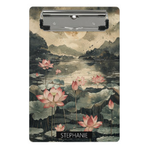 Moonlit Lotus Lake (1) Mini Clipboard