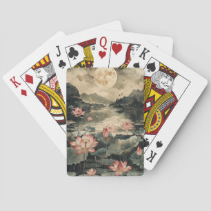 Moonlit Lotus Lake (1) Playing Cards