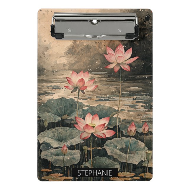 Moonlit Lotus Lake (3) Mini Clipboard (Front)
