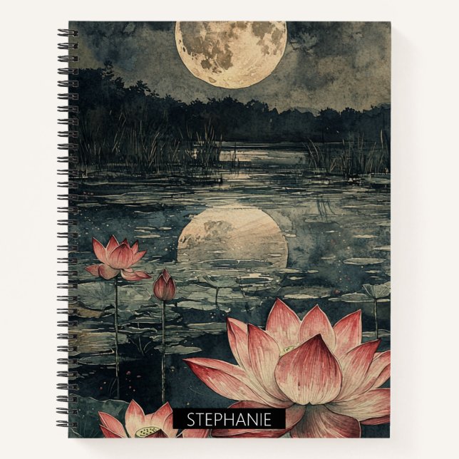 Moonlit Lotus Lake (4) Notebook (Front)