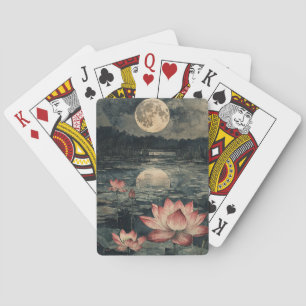 Moonlit Lotus Lake (4) Playing Cards