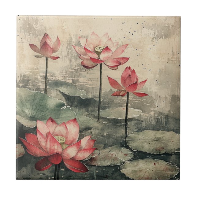Moonlit Lotus Lake (6) Tile (Front)