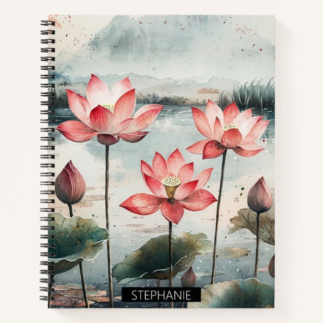 Moonlit Lotus Lake (7) Notebook (Front)