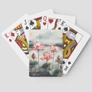 Moonlit Lotus Lake (7) Playing Cards
