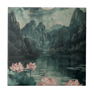 Moonlit Lotus Lake (8) Tile