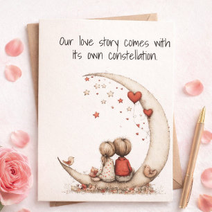 Moonlit Love Story Illustration  Holiday Card
