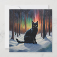 Moonlit Magic: A Black Cat in the Snowy Forest