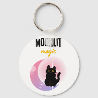 Moonlit Magic Black Cat T-Shirt | Cute Celestial Key Ring