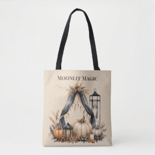 Moonlit Magic Boho Skull & Pumpkin - Autumn Witch Tote Bag
